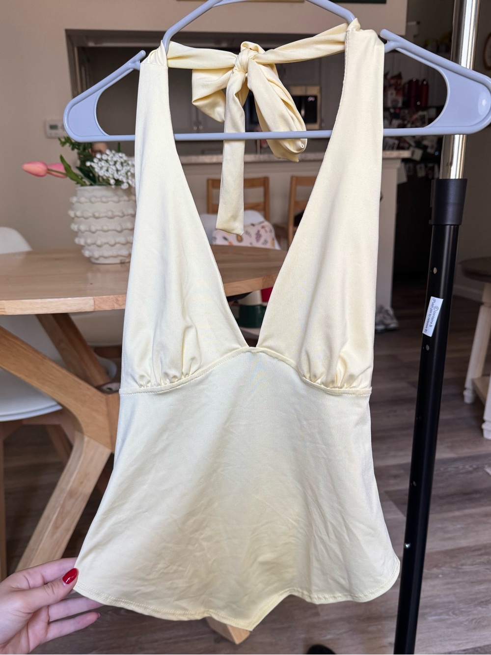 Pale Yellow Halter Tie Top